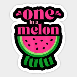 One In A Melon Tutu Watermelon  Family Matching Sticker